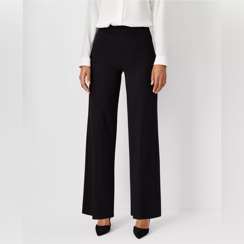 ANN TAYLOR Knit Wide Leg Pant Black 12